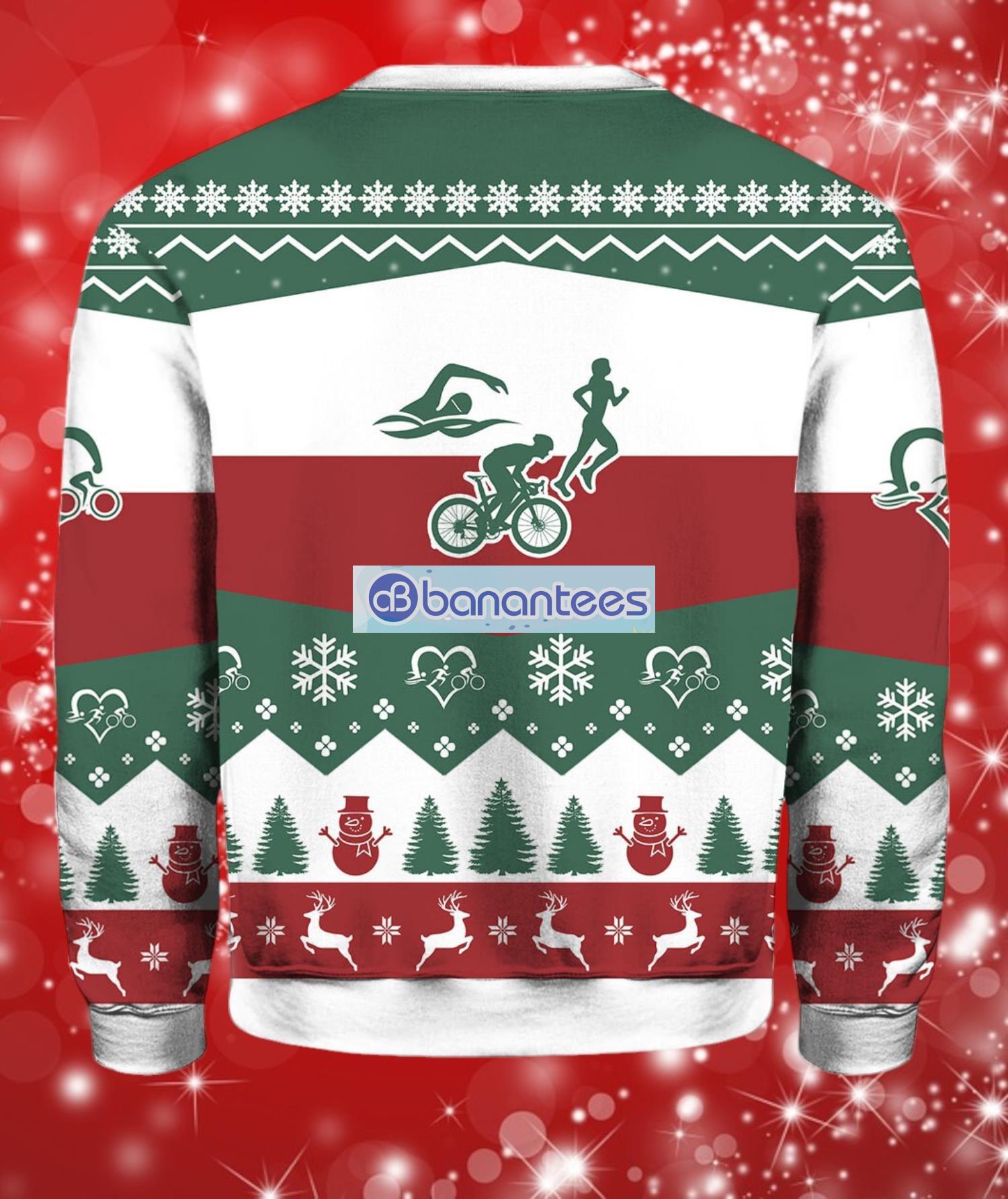 all want for christmas is triathlon christmas ugly sweater full over print 1 image All Want For Christmas Is Triathlon Christmas Ugly Sweater Full Over Print Product Photo 2