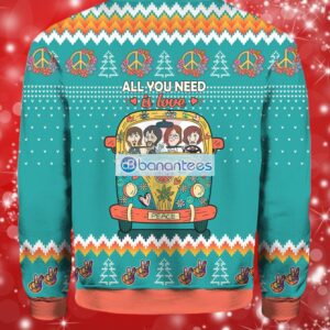 All You Need Is Love Hippie Peace Christmas Ugly Sweater Full Over Print Product Photo 2