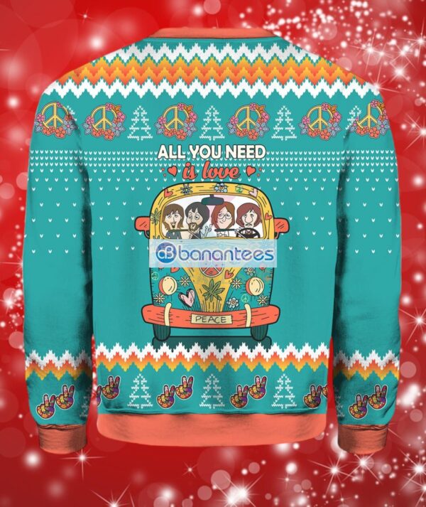All You Need Is Love Hippie Peace Christmas Ugly Sweater Full Over Print Product Photo 2