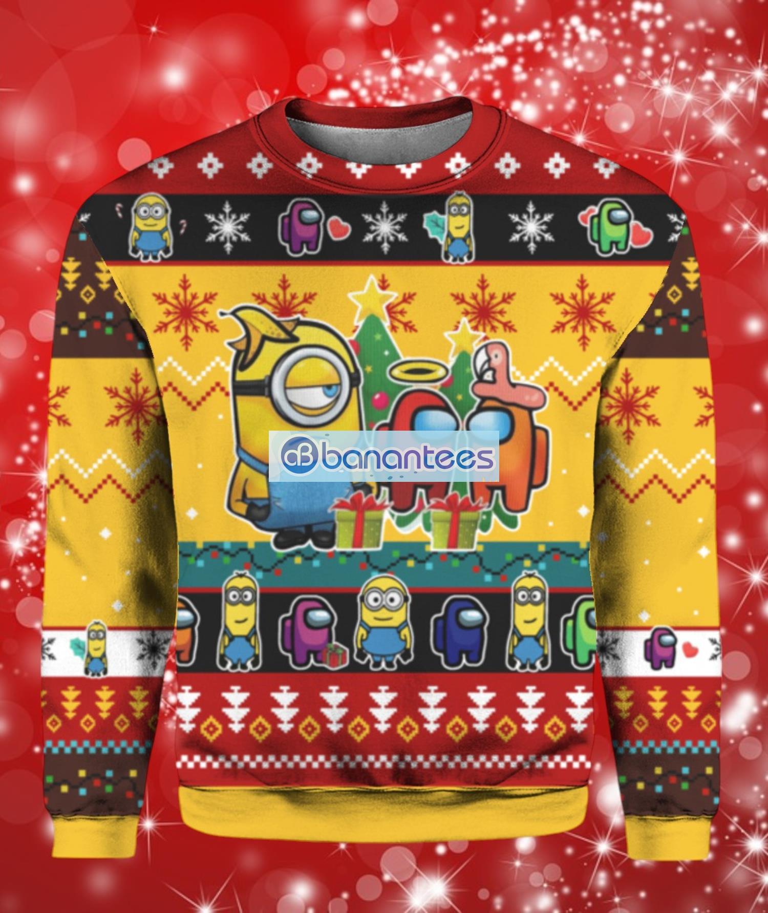 among us minion ugly christmas sweater full over print image Among Us Minion Ugly Christmas Sweater Full Over Print Product Photo 1