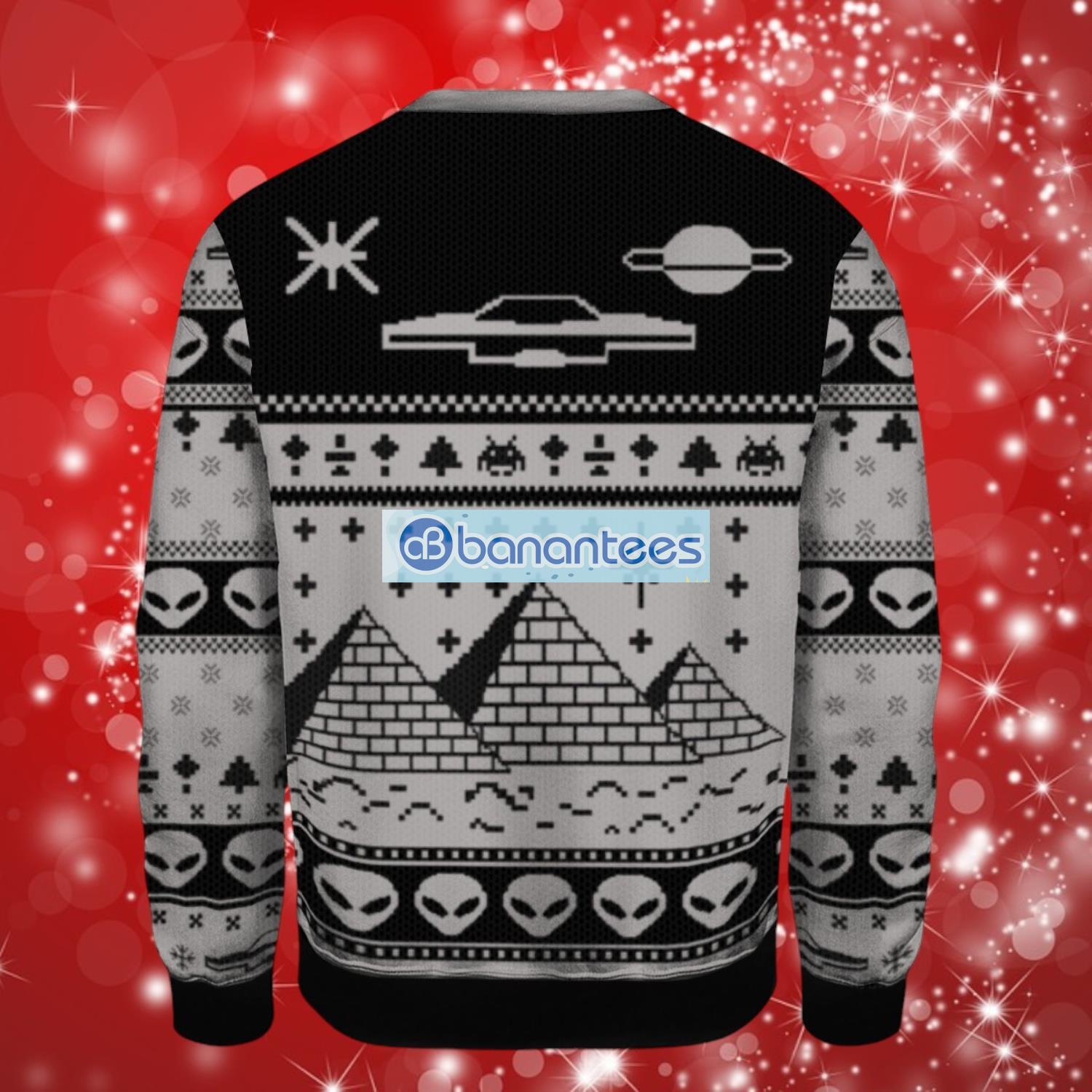ancient alien pyramid ugly christmas sweater full over print 1 image Ancient Alien Pyramid Ugly Christmas Sweater Full Over Print Product Photo 2