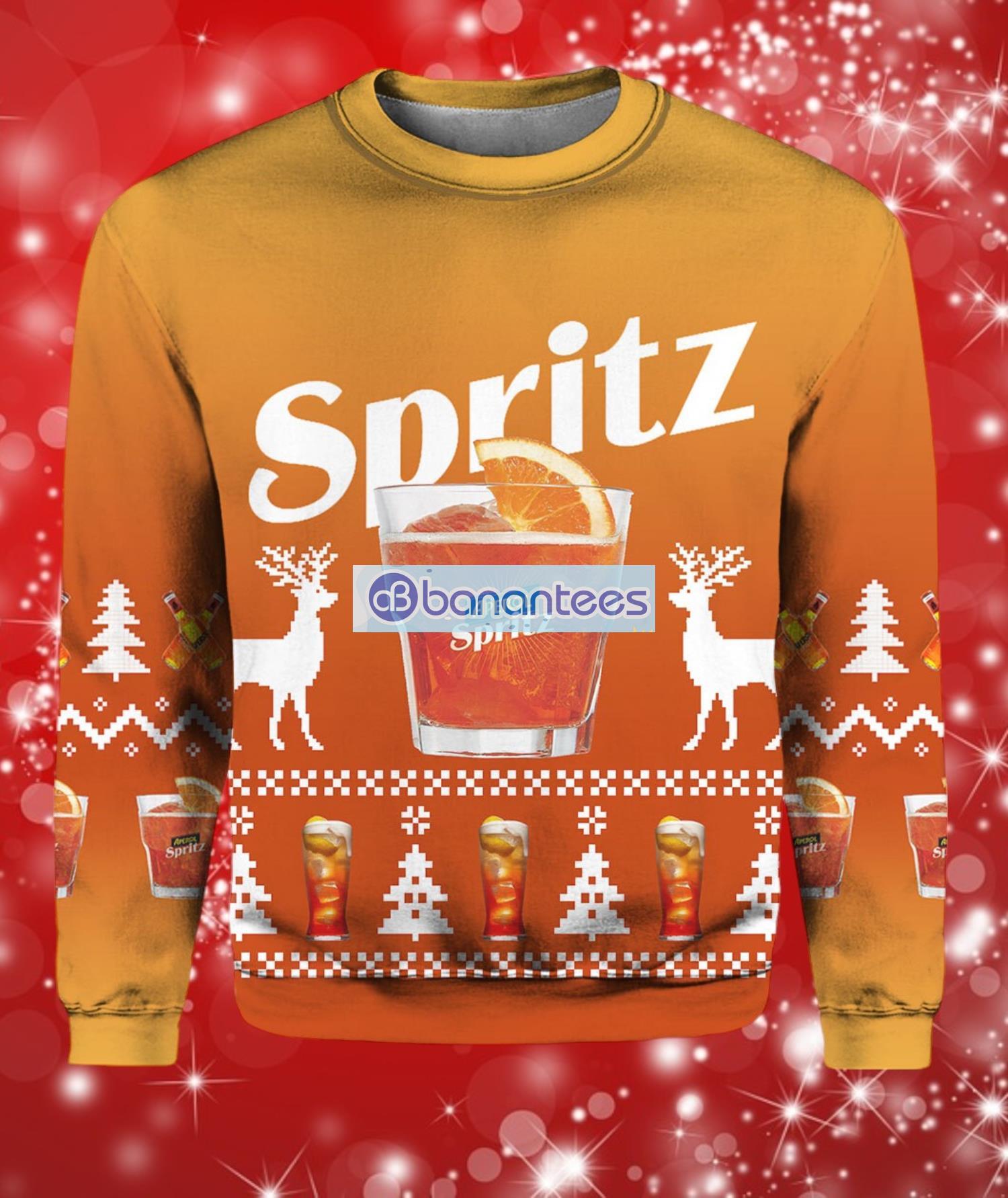 aperol spritz ugly christmas sweater full over print image Aperol Spritz Ugly Christmas Sweater Full Over Print Product Photo 1