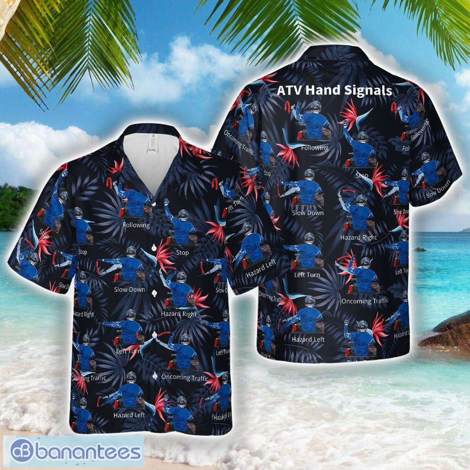atv hand signals hawaiian shirt beach shirt image ATV Hand Signals Hawaiian Shirt Beach Shirt Product Photo 1