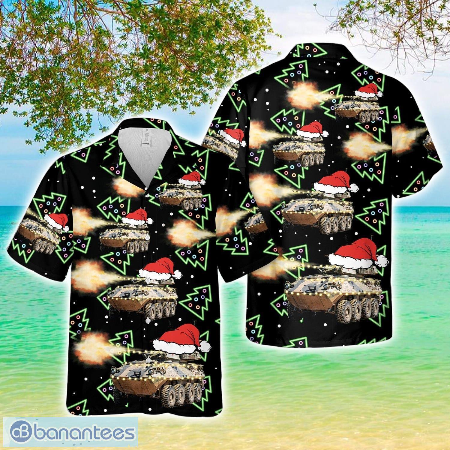 australian army aslav neon christmas xmas hawaiian shirt image Australian Army ASLAV Neon Christmas Xmas Hawaiian Shirt Product Photo 1