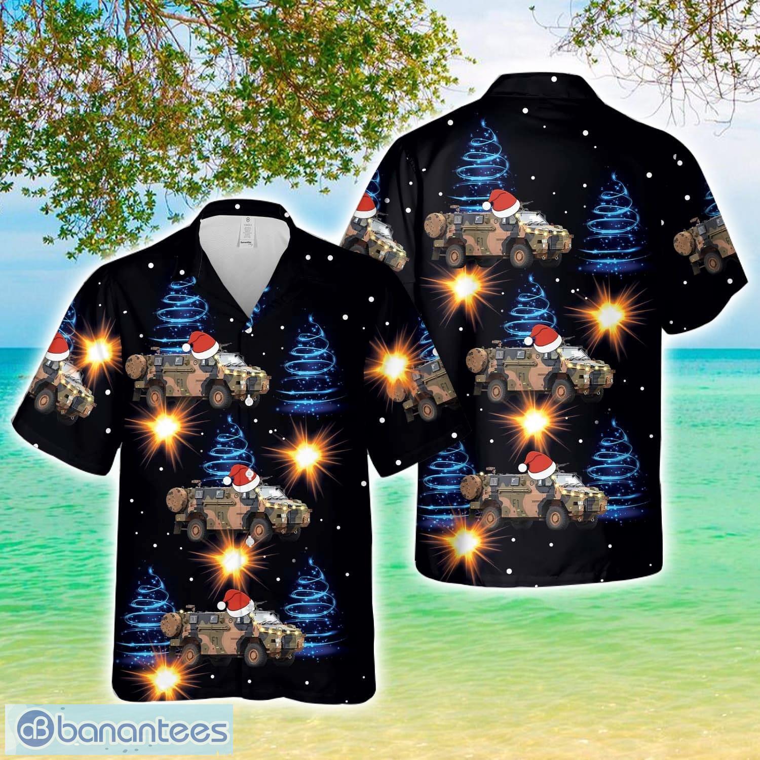 australian army bushmaster neon christmas xmas hawaiian shirt image Australian Army Bushmaster Neon Christmas Xmas Hawaiian Shirt Product Photo 1