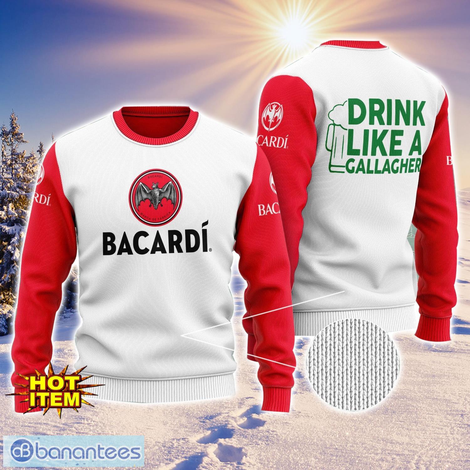 bacardi rum drink like a gallagher patrick day 3d print sweater christmas gift holiday sweater image Bacardi Rum Drink Like A Gallagher Patrick Day 3D Print Sweater Christmas Gift Holiday Sweater Product Photo 1