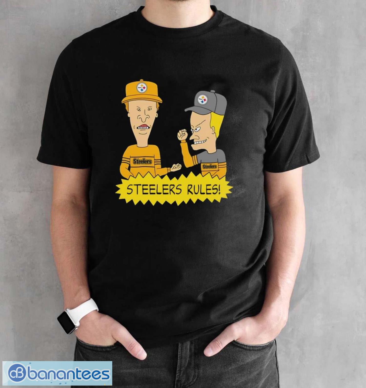 beavis and butt head pittsburgh steelers rules t shirt 1 image Beavis and Butt-Head Pittsburgh Steelers Rules T-Shirt - Black Unisex T-Shirt
