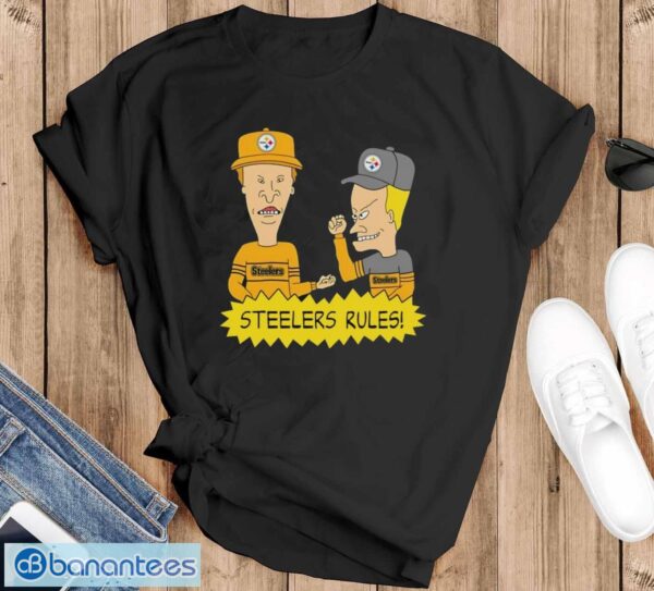 Beavis and Butt-Head Pittsburgh Steelers Rules T-Shirt - Black T-Shirt