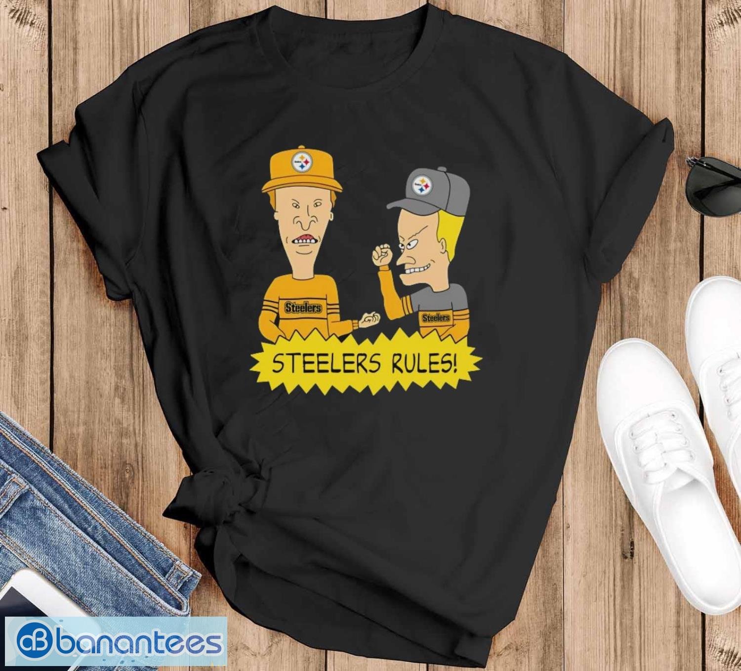 beavis and butt head pittsburgh steelers rules t shirt image Beavis and Butt-Head Pittsburgh Steelers Rules T-Shirt - Black T-Shirt