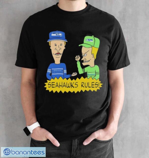 Beavis and Butt-Head Seattle Seahawks Rules NFL Shirt - Black Unisex T-Shirt