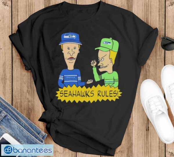 Beavis and Butt-Head Seattle Seahawks Rules NFL Shirt - Black T-Shirt