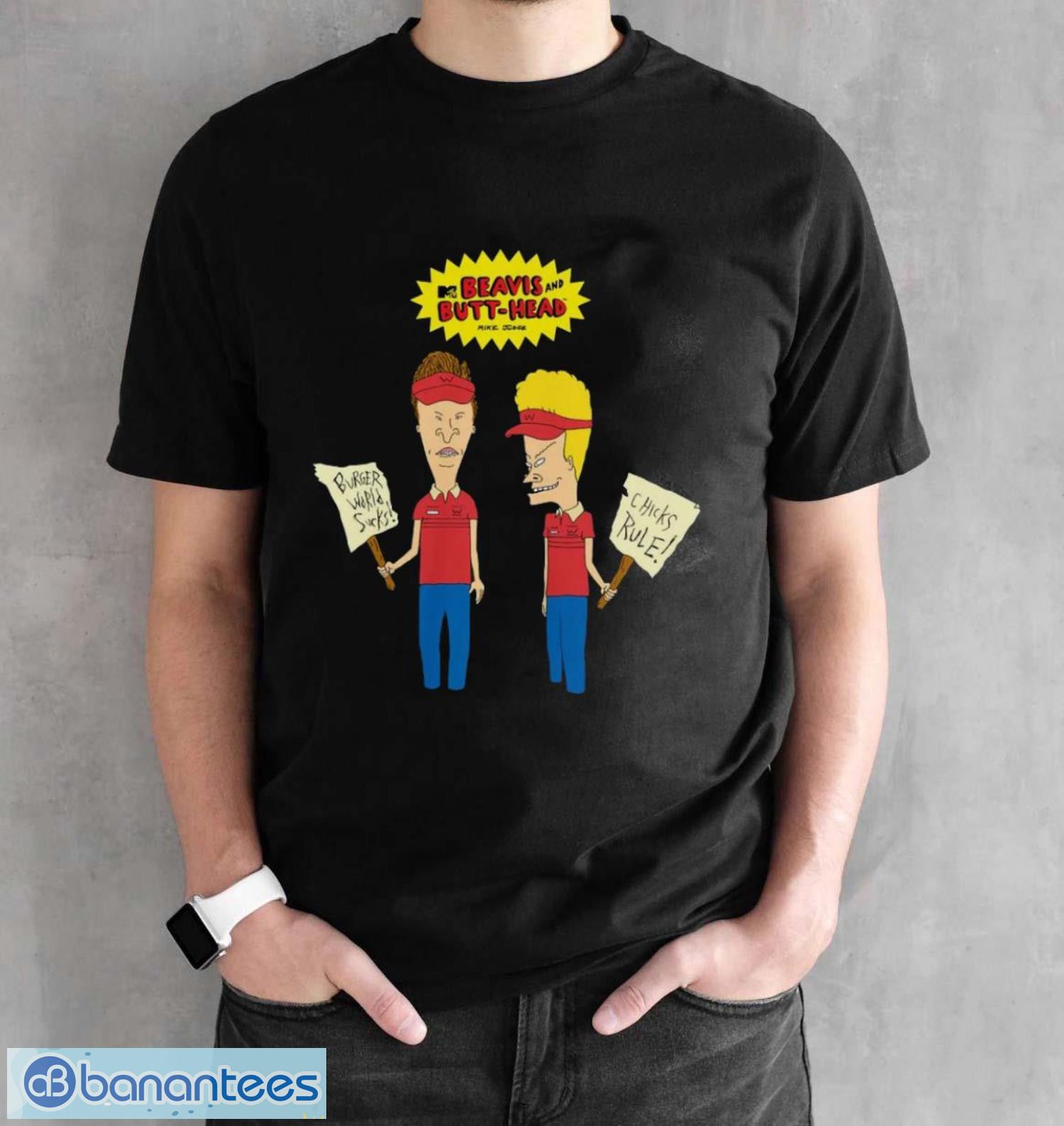 beavis butthead characters with picket signs t shirt 1 image Beavis & Butthead Characters With Picket Signs T-shirt - Black Unisex T-Shirt