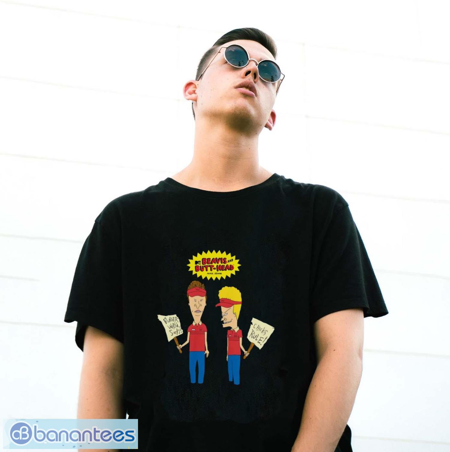 Beavis & Butthead Characters With Picket Signs T-shirt - G500 Gildan T-Shirt Beavis & Butthead Characters With Picket Signs T-shirt - G500 Gildan T-Shirt