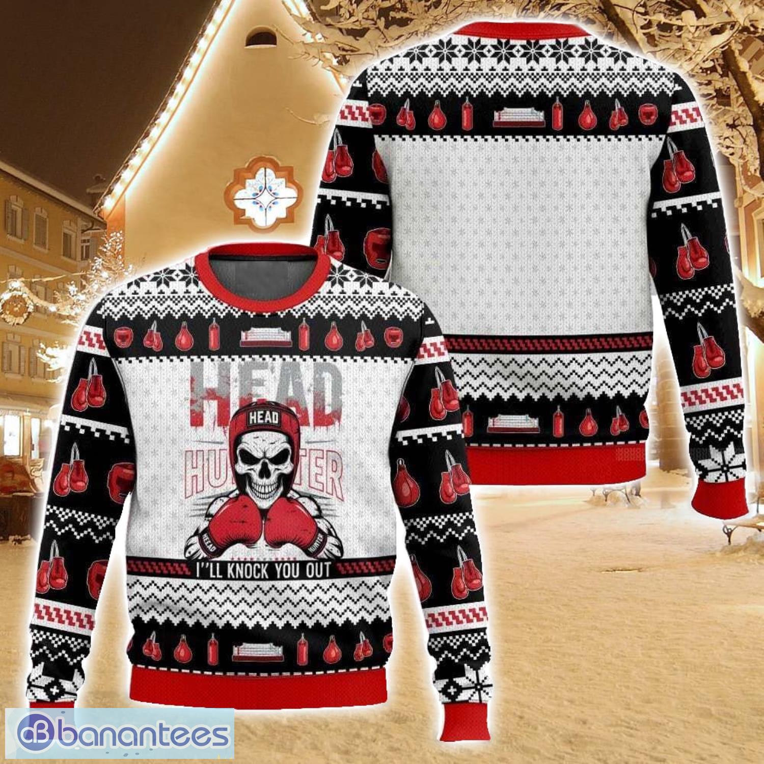 boxing head hunter ugly christmas sweater for men and women christmas holiday gift family gift image Boxing Head Hunter, Ugly Christmas Sweater For Men And Women Christmas Holiday Gift Family Gift Product Photo 1