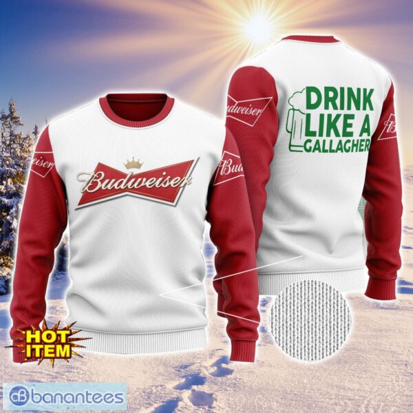 Budweiser Drink Like A Gallagher Patrick Day 3D Print Sweater Christmas Gift Holiday Sweater Product Photo 1