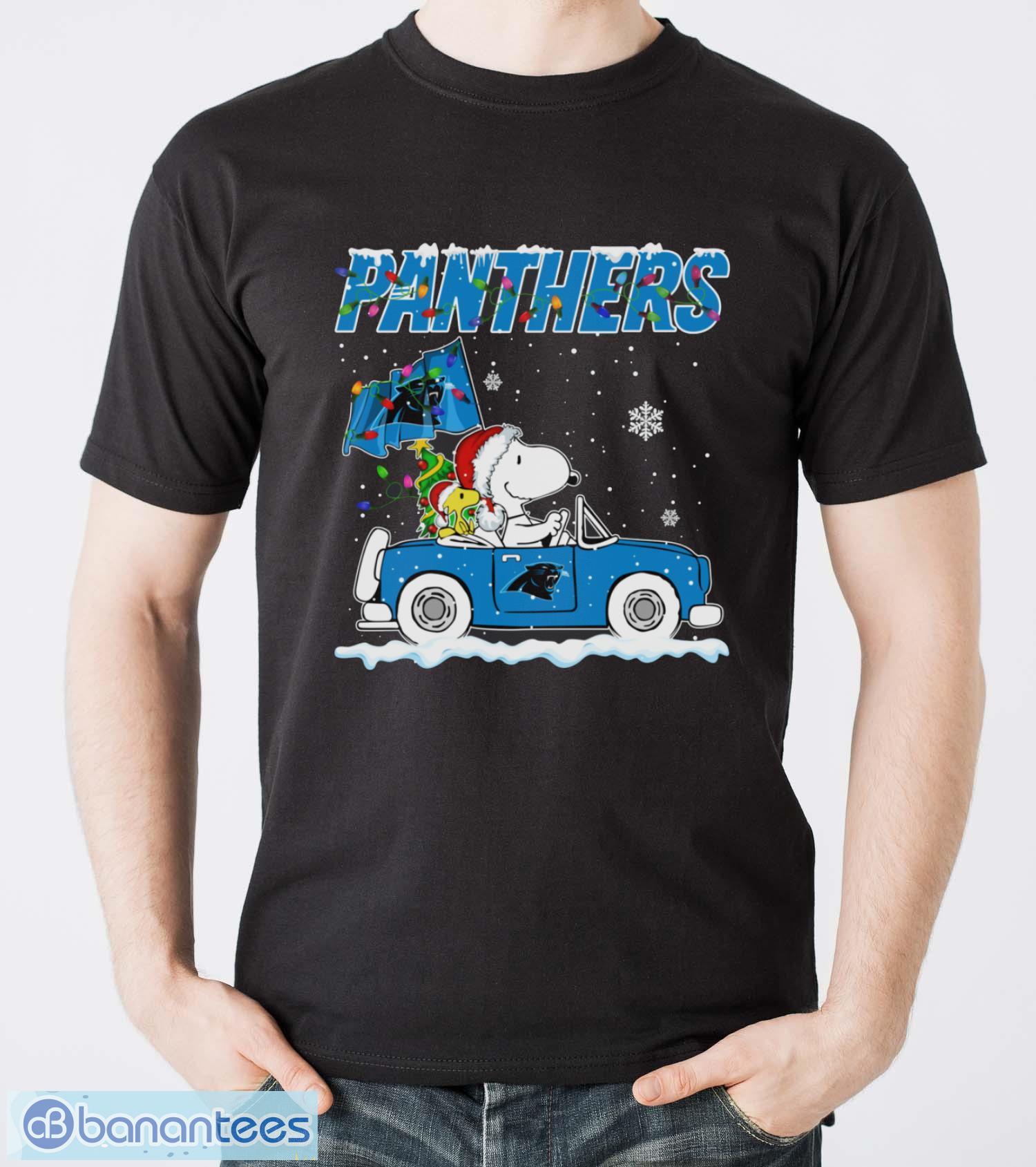 carolina panthers snoopy and woodstock driving car shirt sweatshirt hoodie image Carolina Panthers Snoopy And Woodstock Driving Car Shirt Sweatshirt Hoodie - Men T-Shirt