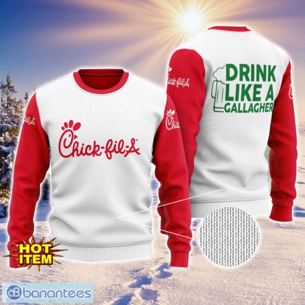 Chick-fil-A Drink Like A Gallagher Patrick Day 3D Print Sweater Christmas Gift Holiday Sweater Product Photo 1