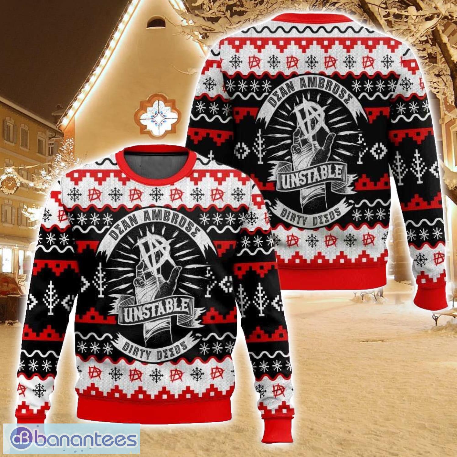 dean ambrose wwe ugly christmas sweater christmas gift for family holiday gift image Dean Ambrose WWE Ugly Christmas Sweater Christmas Gift For Family Holiday Gift Product Photo 1