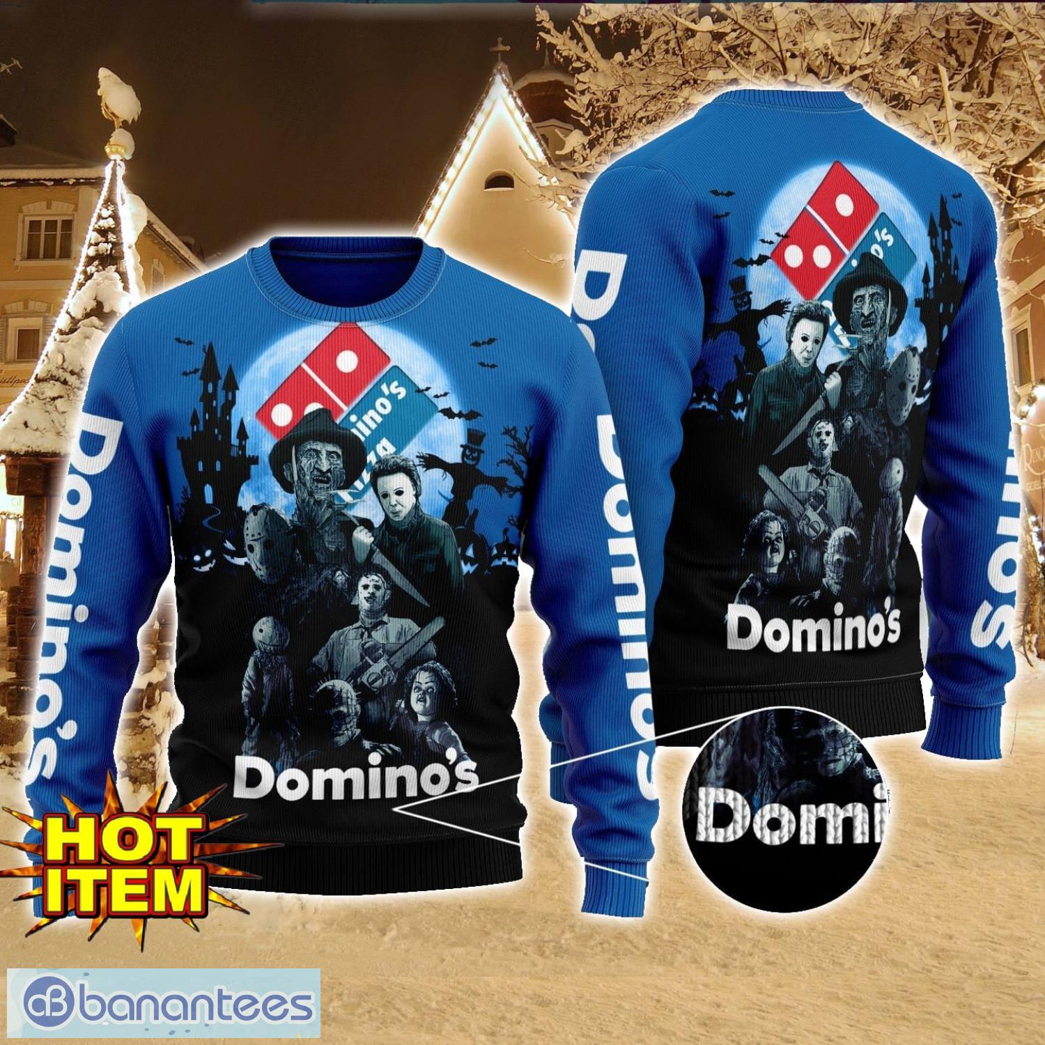 dominos pizza horror halloween night all over print sweater halloween sweater gift ideas image Domino's Pizza Horror Halloween Night All Over Print Sweater Halloween Sweater Gift Ideas Product Photo