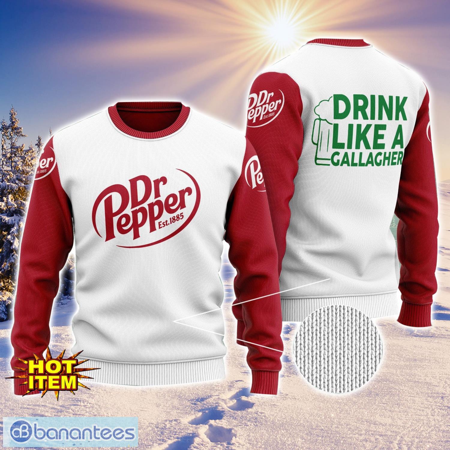 dr pepper drink like a gallagher patrick day 3d print sweater christmas gift holiday sweater image Dr Pepper Drink Like A Gallagher Patrick Day 3D Print Sweater Christmas Gift Holiday Sweater Product Photo 1