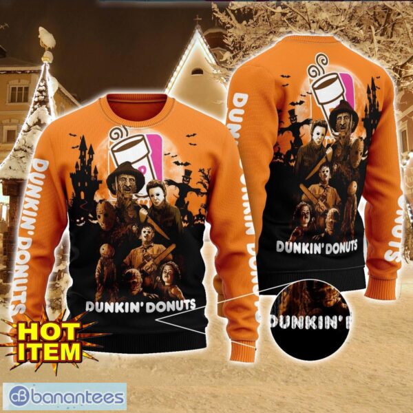 Dunkin Donuts Horror Halloween Night All Over Print Sweater Halloween Sweater Gift Ideas Product Photo 1