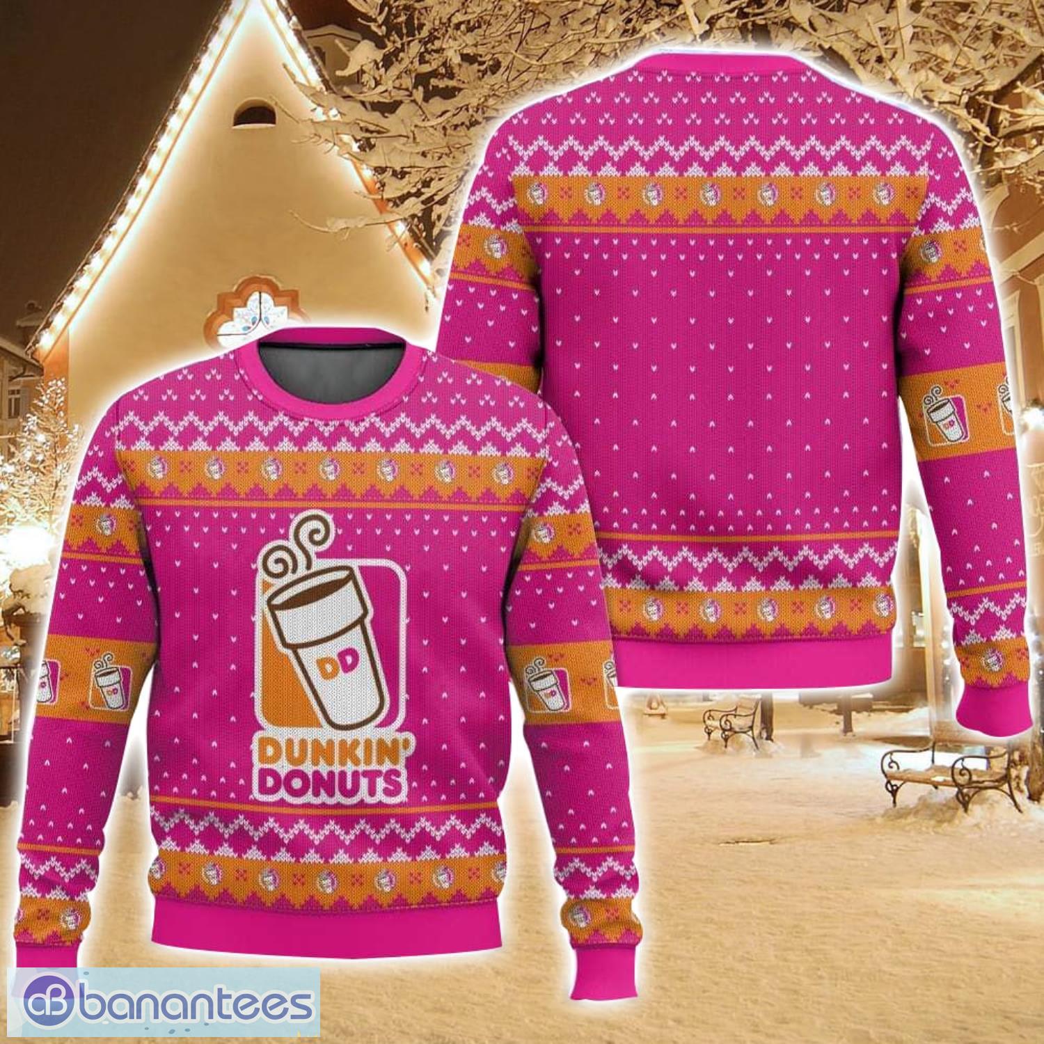 dunkin donuts ugly christmas sweater for men and women christmas holiday gift family gift image Dunkin’ Donuts Ugly Christmas Sweater For Men And Women Christmas Holiday Gift Family Gift Product Photo 1