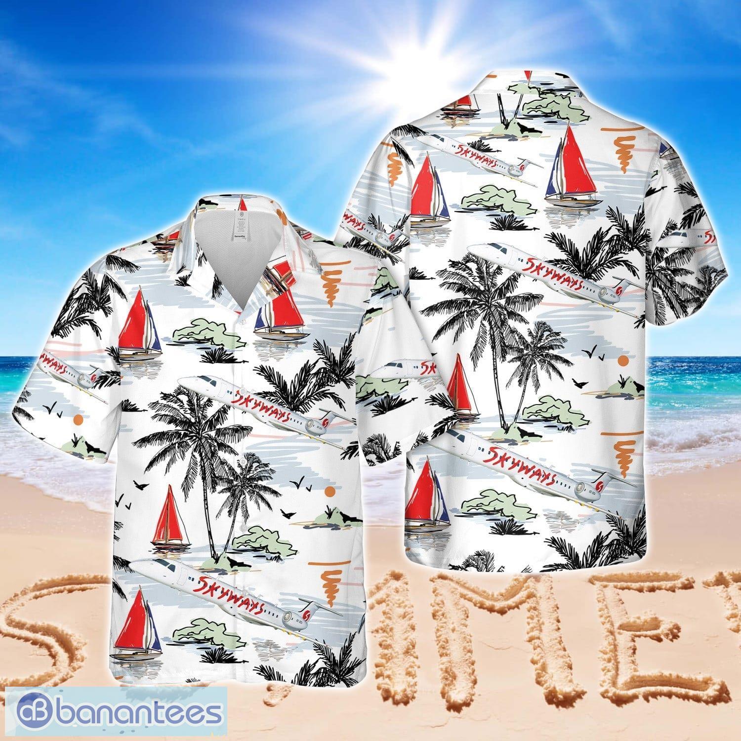 embraer 145 skyways hawaiian shirt aloha beach shirt image Embraer 145 Skyways Hawaiian Shirt Aloha Beach Shirt Product Photo 1