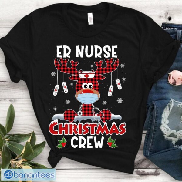 ER Nurse Christmas Crew Nursing Squad T-Shirt, Merry Quarantine Christmas Product Photo 1