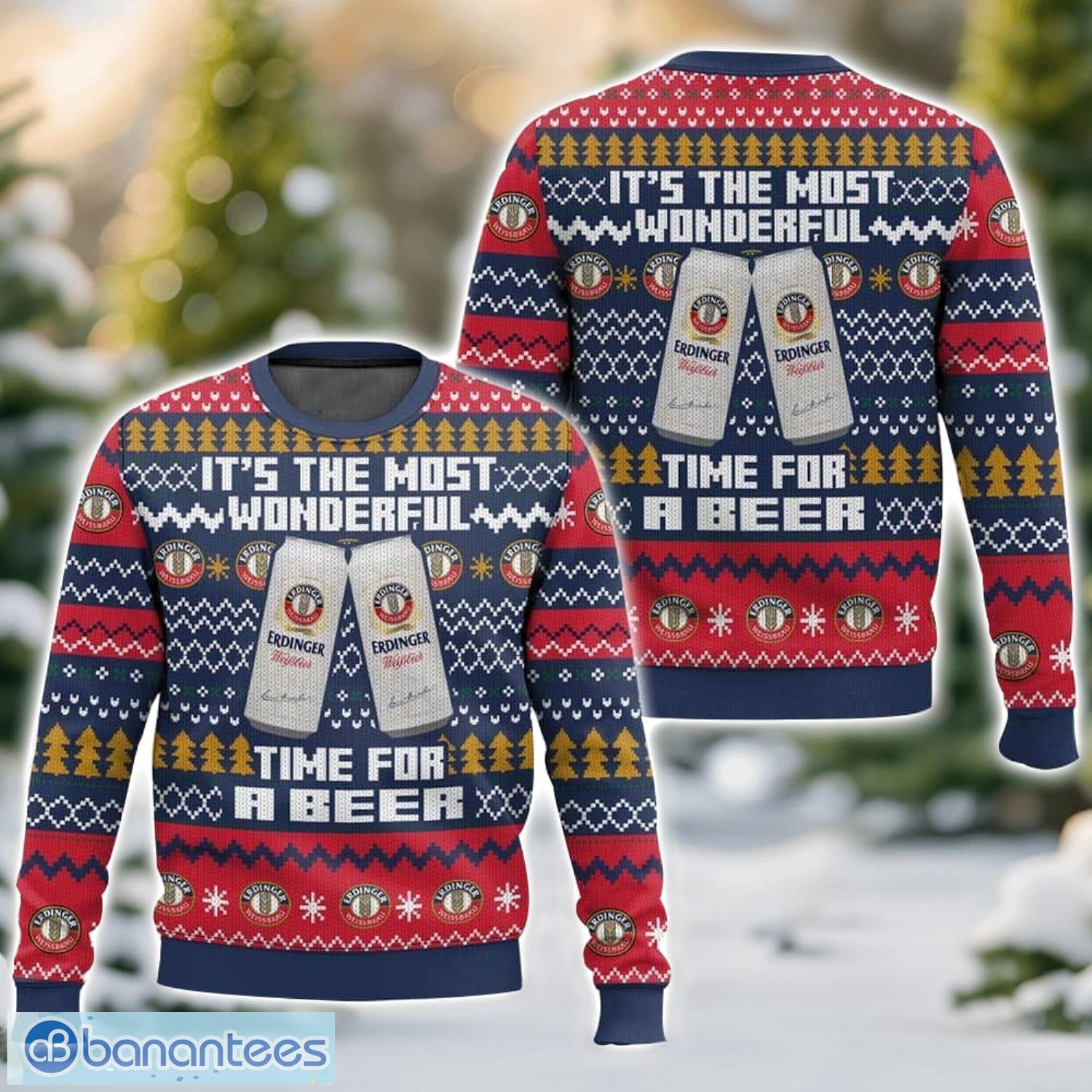 erdinger its the most wonderful time for a beer aop ugly christmas sweater gift for family chrismas gift image Erdinger It’s the Most Wonderful time for a Beer AOP Ugly Christmas Sweater Gift For Family Chrismas Gift Product Photo 1