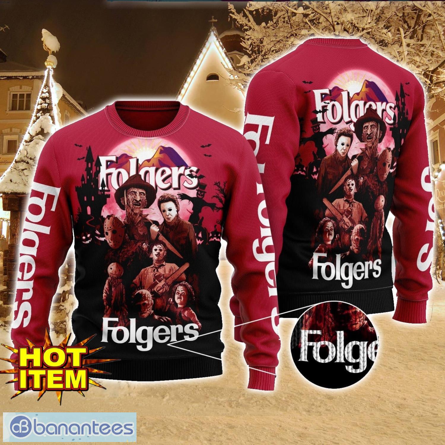 folgers horror halloween night all over print sweater halloween sweater gift ideas image Folgers Horror Halloween Night All Over Print Sweater Halloween Sweater Gift Ideas Product Photo 1