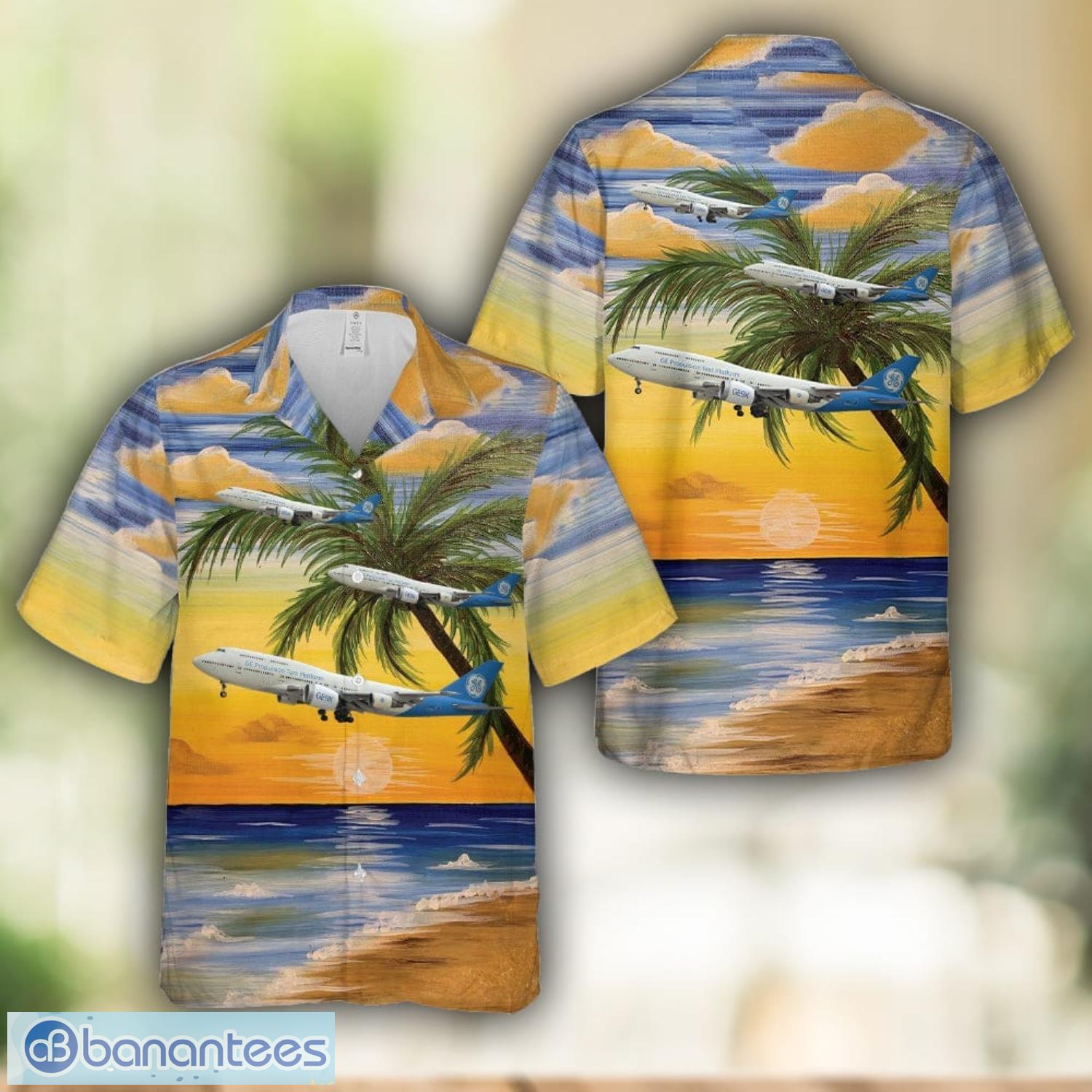 general electric 747 400 n747gf hawaiian shirt beach shirt image General Electric 747-400 N747GF Hawaiian Shirt Beach Shirt Product Photo 1