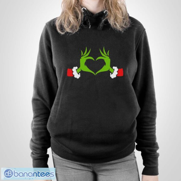 Grinch Heart Hands Shirt, Santa Grinch Tee, Grinch Christmas Shirt - Unisex Pullover Hoodie