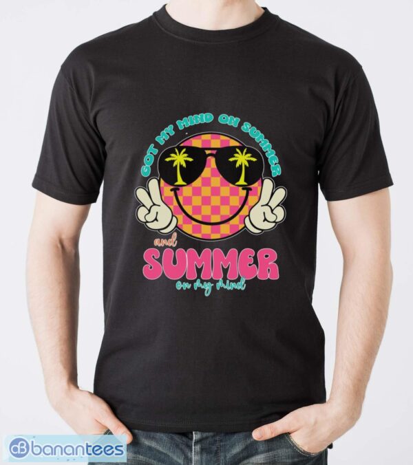 Groovy Happy Face Summer Vibes Got My Mind On Summer Teacher Shirt - Men T-Shirt