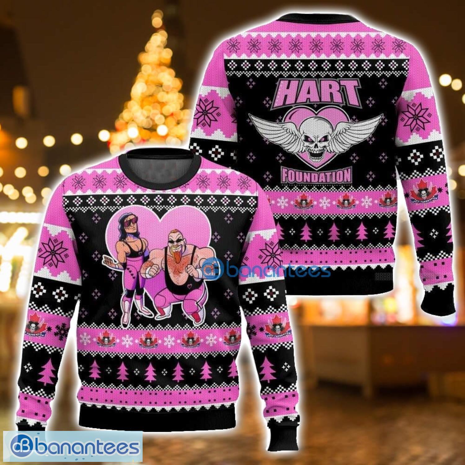 hart foundation ugly christmas sweater holiday gift for family christmas sweater image Hart Foundation Ugly Christmas Sweater Holiday Gift For Family Christmas Sweater Product Photo 1