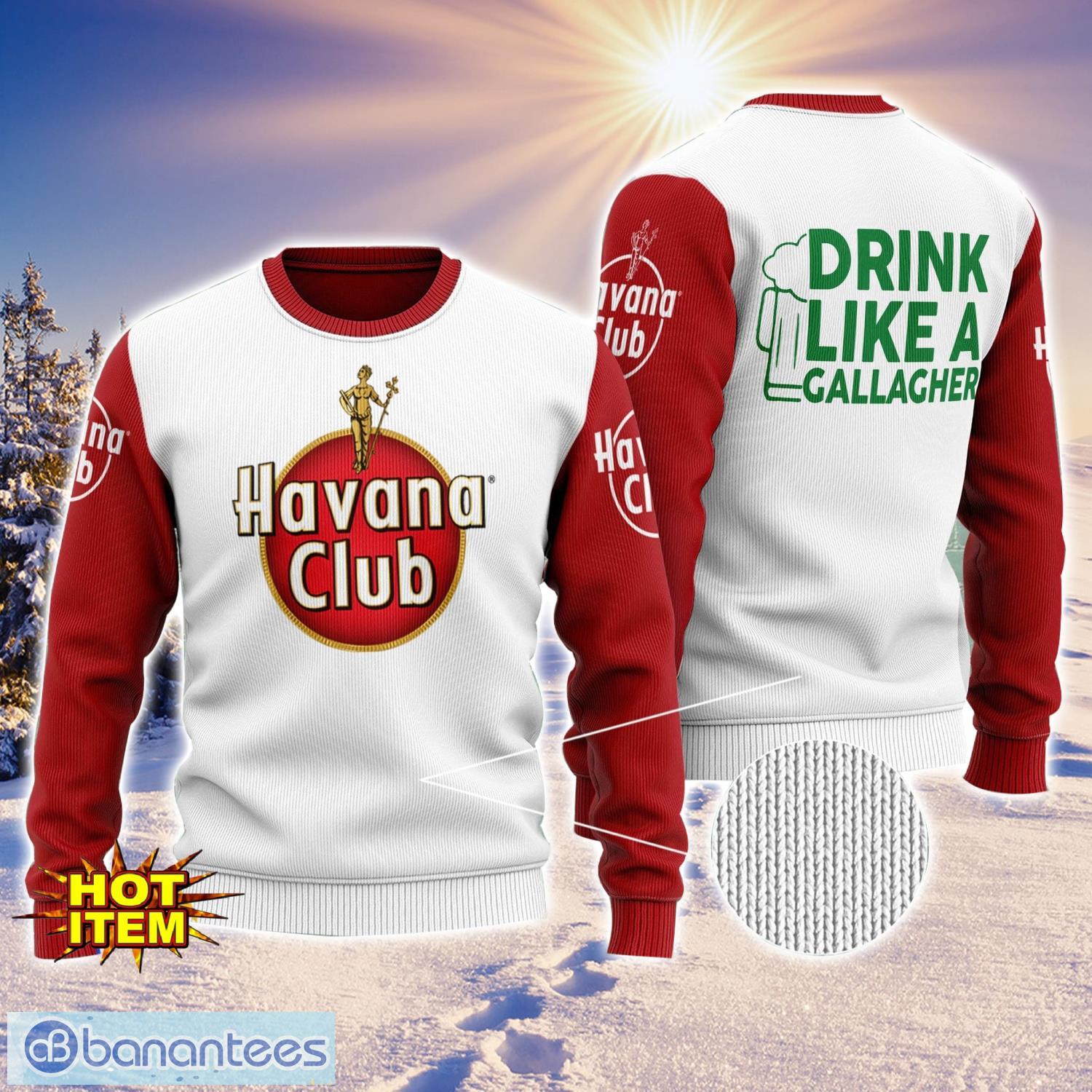 havana club drink like a gallagher patrick day 3d print sweater christmas gift holiday sweater image Havana Club Drink Like A Gallagher Patrick Day 3D Print Sweater Christmas Gift Holiday Sweater Product Photo 1