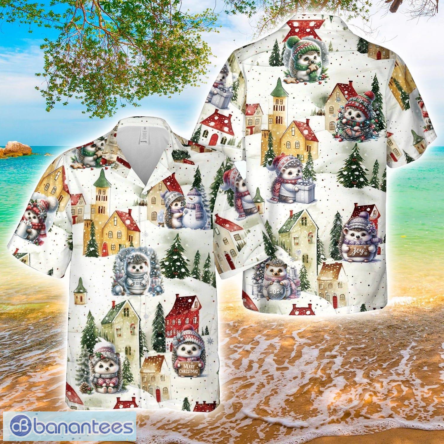 hedgehog christmas hawaiian shirt image Hedgehog Christmas Hawaiian Shirt Product Photo 1