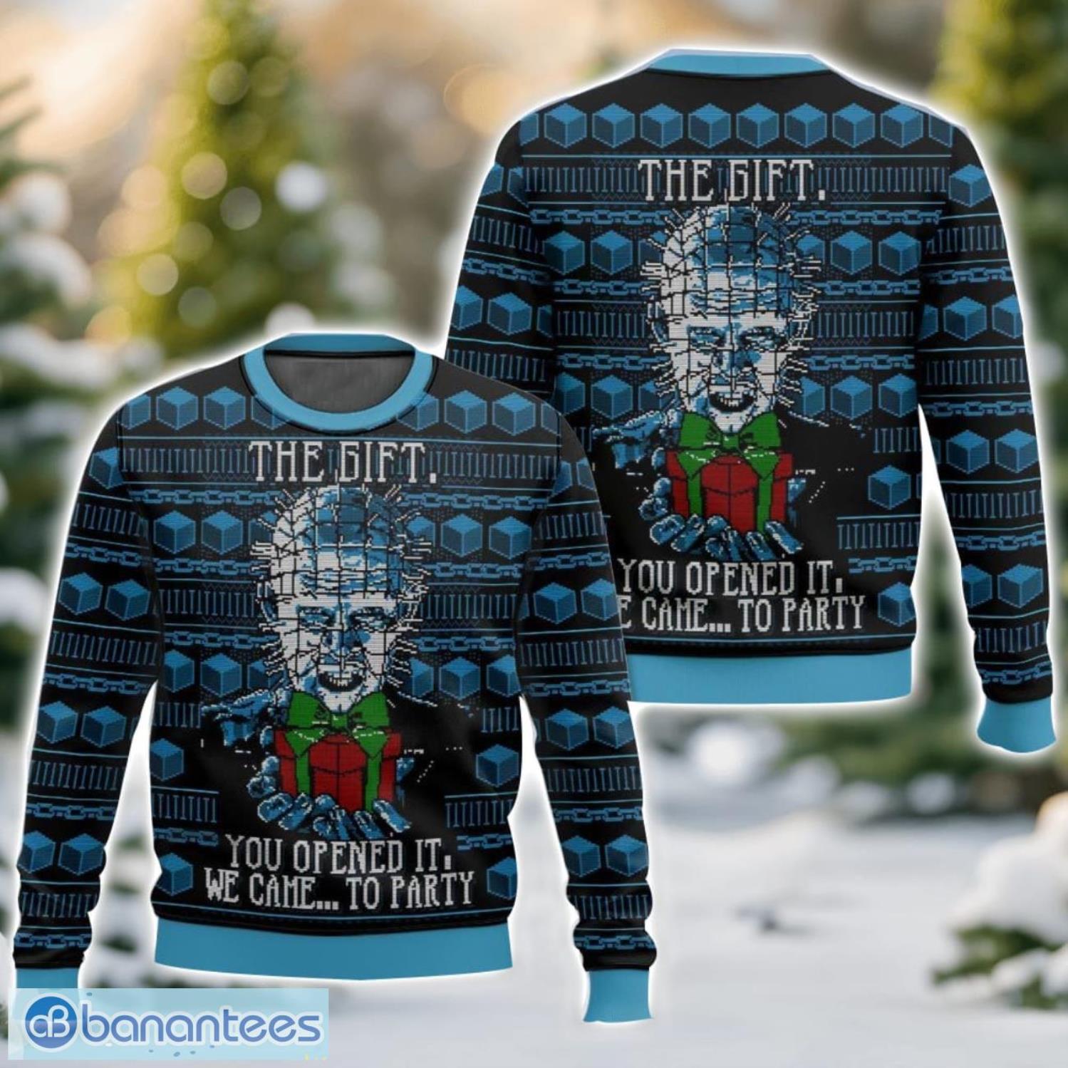 hellraiser the gift christmas ugly sweater 3d printed sweater christmas gift image Hellraiser The Gift Christmas Ugly Sweater 3D Printed Sweater Christmas Gift Product Photo 1