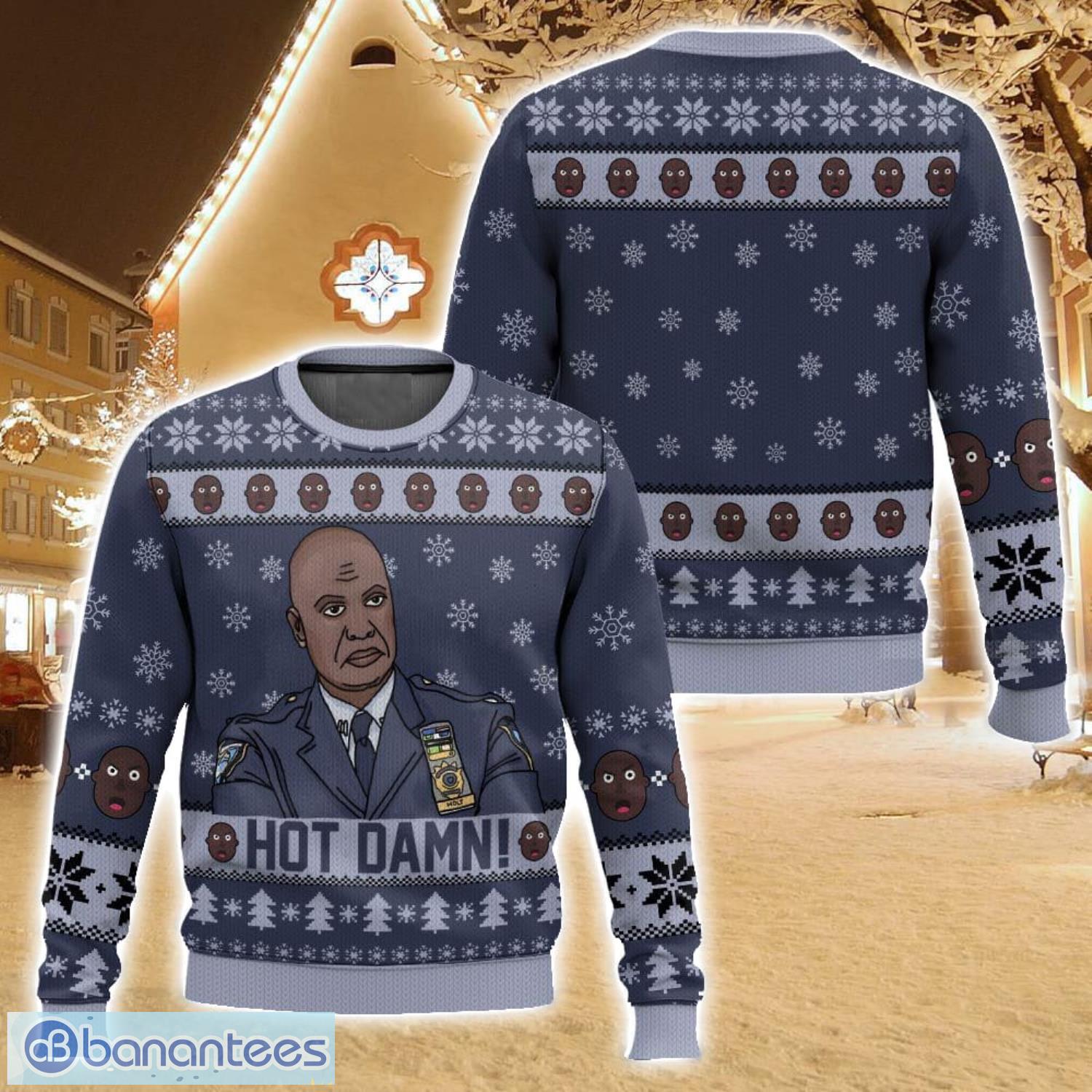 hot damn captain raymond holt brooklyn nine nine ugly christmas sweater for men and women christmas holiday gift family gift image Hot Damn! Captain Raymond Holt Brooklyn Nine-Nine Ugly Christmas Sweater For Men And Women Christmas Holiday Gift Family Gift Product Photo 1