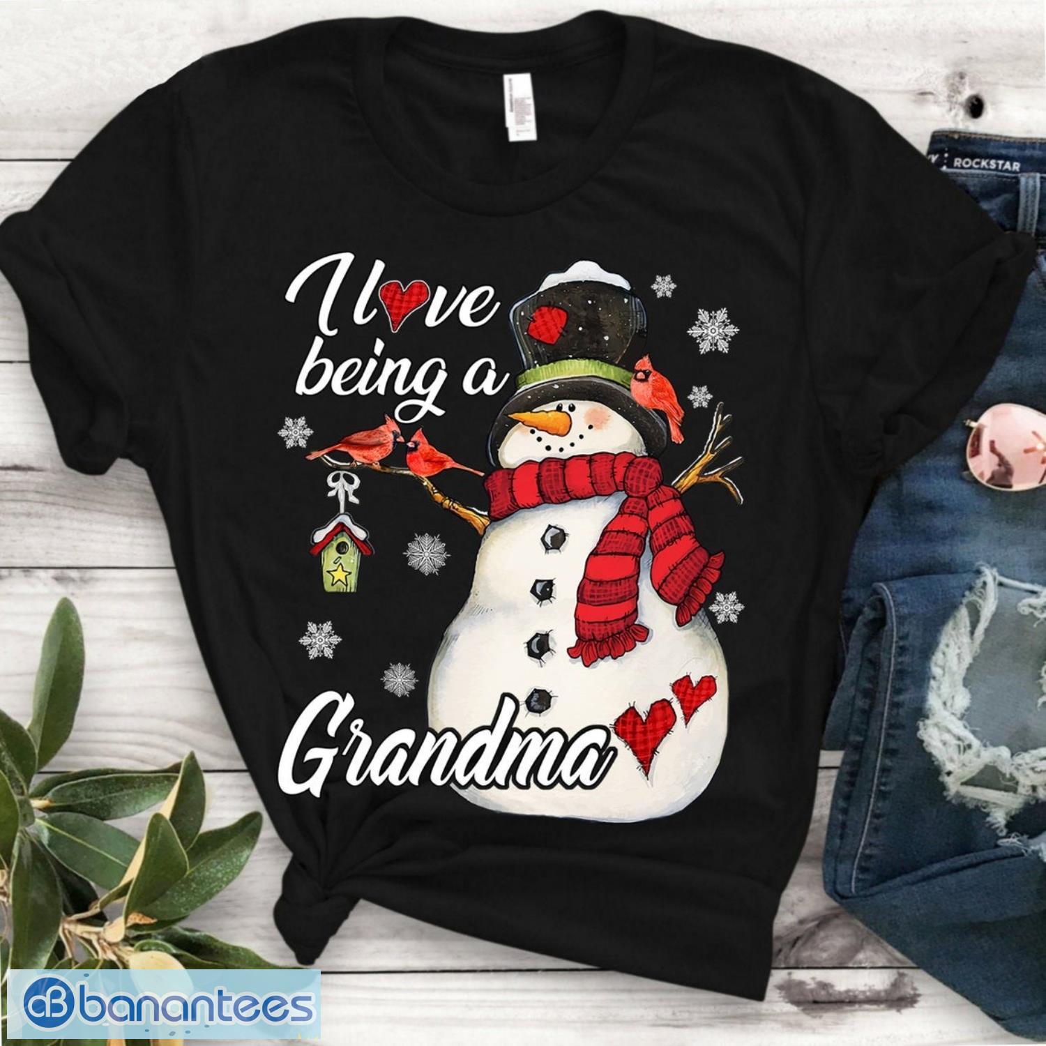 i love being a grandma shirt grandma snowman family christmas gifts tshirt image I Love Being A Grandma Shirt - Grandma Snowman Family Christmas Gifts Tshirt Product Photo 1