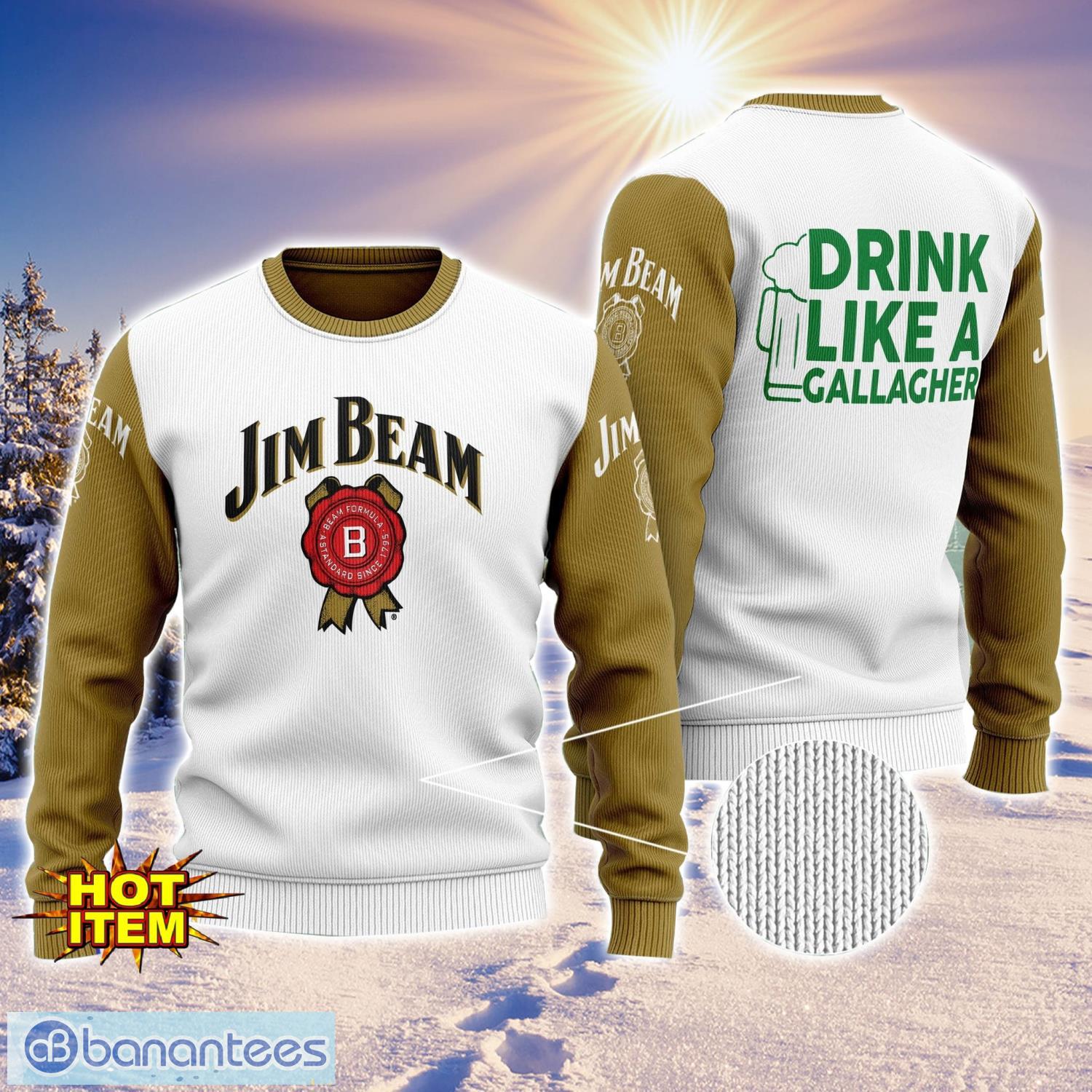 jim beam drink like a gallagher patrick day 3d print sweater christmas gift holiday sweater image Jim Beam Drink Like A Gallagher Patrick Day 3D Print Sweater Christmas Gift Holiday Sweater Product Photo 1