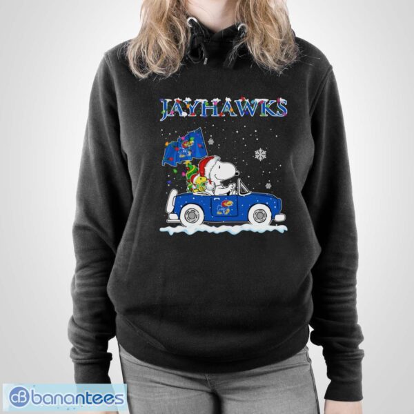 Kansas Jayhawks Snoopy And Woodstock Driving Car Shirt Sweatshirt Hoodie - Unisex Pullover Hoodie