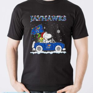 Kansas Jayhawks Snoopy And Woodstock Driving Car Shirt Sweatshirt Hoodie - Men T-Shirt