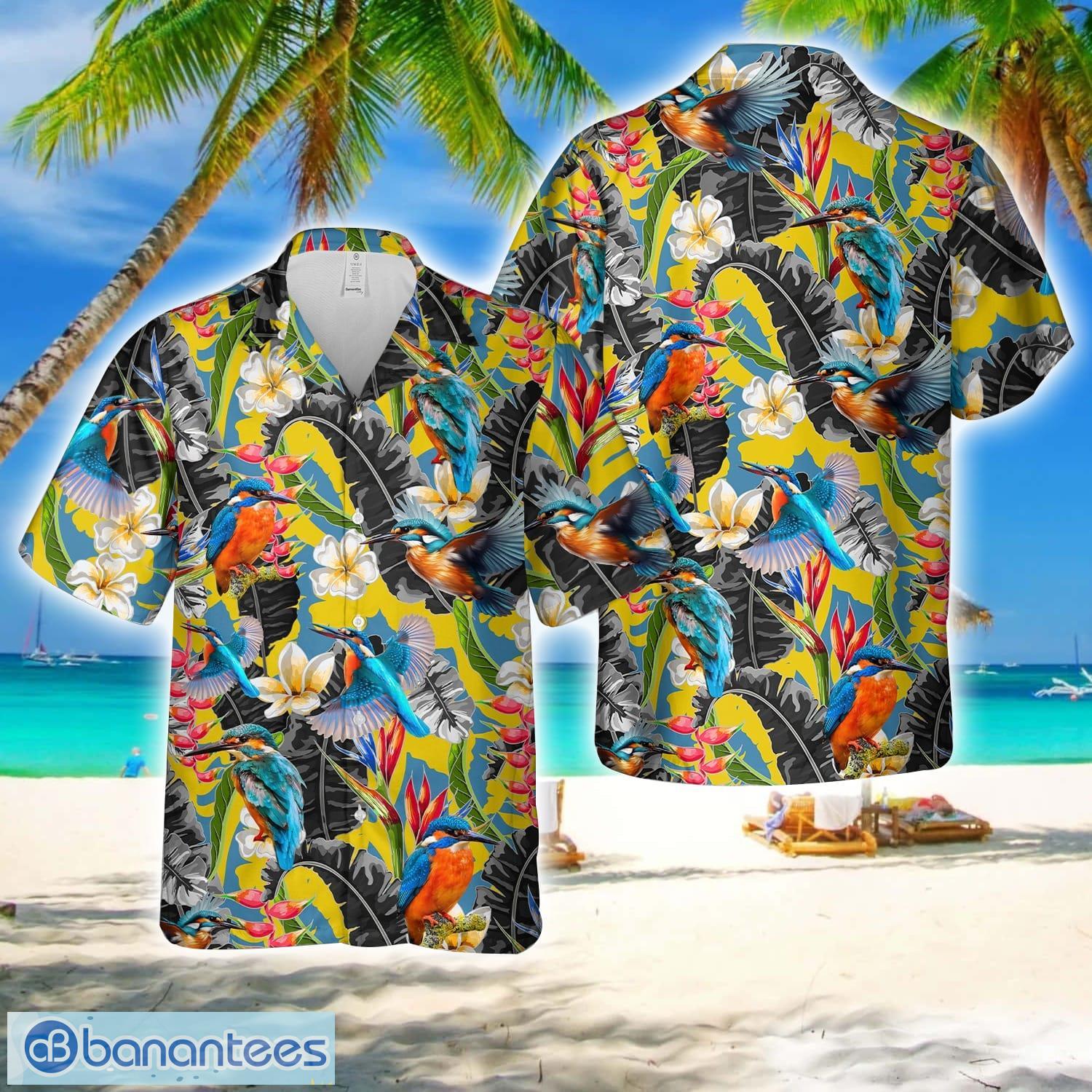 kingfisher bird hawaiian shirt beach shirt image Kingfisher Bird Hawaiian Shirt Beach Shirt Product Photo 1