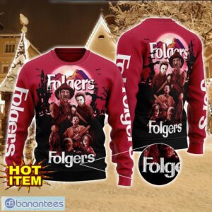 Folgers Horror Halloween Night All Over Print Sweater Halloween Sweater Gift Ideas Product Photo 1