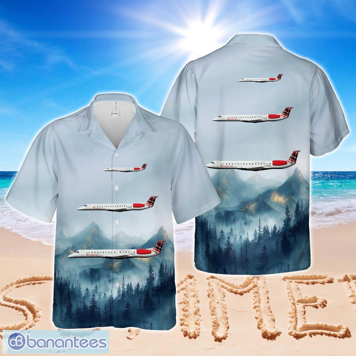loganair embraer e145 fleet hawaiian shirt aloha beach shirt image Loganair Embraer E145 Fleet Hawaiian Shirt Aloha Beach Shirt Product Photo 1