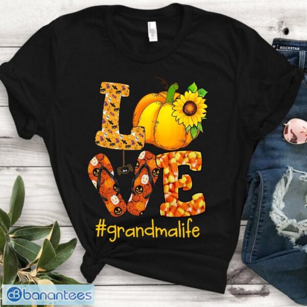 Love grandma life Halloween shirt- sunflower Pumpkin Funny Gift TShirt Product Photo 1