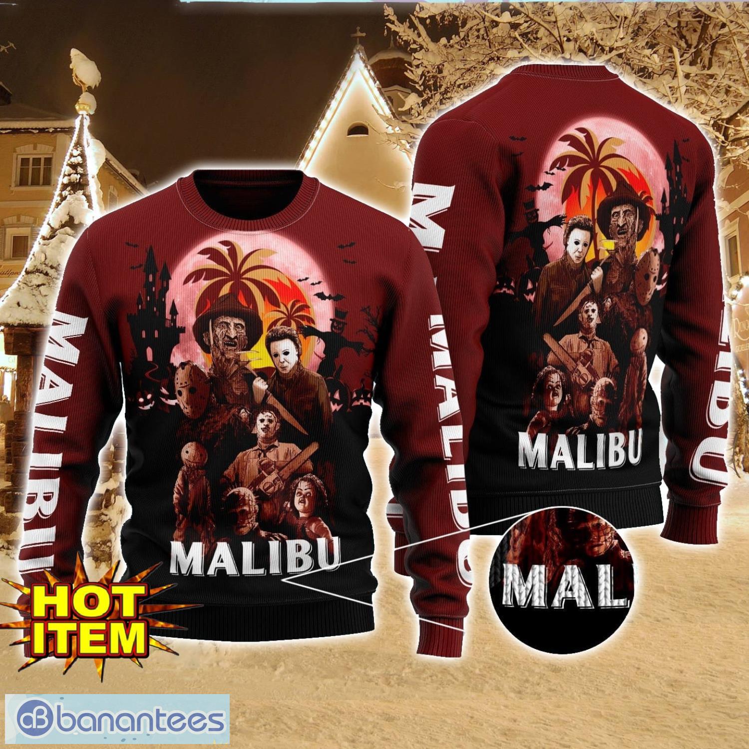 malibu rum horror halloween night all over print sweater halloween sweater gift ideas image Malibu Rum Horror Halloween Night All Over Print Sweater Halloween Sweater Gift Ideas Product Photo 1