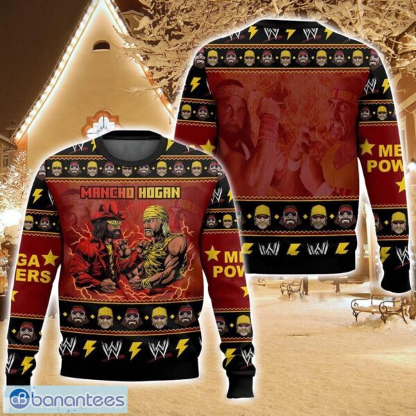 MANCHO HOGAN Macho Man and Hulk Hogan Ugly Christmas Sweater Christmas Gift For Family Holiday Gift Product Photo 1