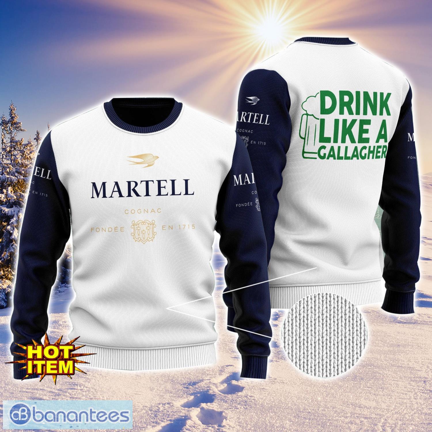 martell drink like a gallagher patrick day 3d print sweater christmas gift holiday sweater image Martell Drink Like A Gallagher Patrick Day 3D Print Sweater Christmas Gift Holiday Sweater Product Photo 1