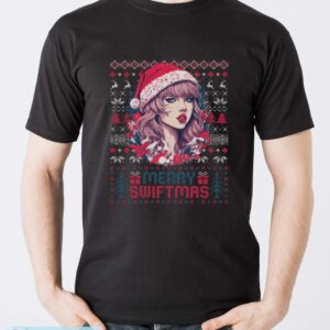 Merry Swiftmas Era Vintage Ugly Sweater Christmas Holiday T-Shirt1 Shirt - Men T-Shirt